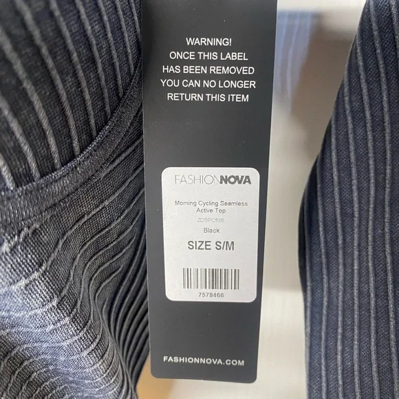 Fashion Nova Morning Cycling Seamless Active Top - Black S/M - Picture 6 of 6